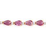 9.52 Carat Genuine Ruby and White Diamond 14K Yellow Gold Bracelet