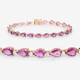 9.52 Carat Genuine Ruby and White Diamond 14K Yellow Gold Bracelet
