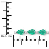 8.37 Carat Genuine Zambian Emerald and White Diamond 14K White Gold Bracelet