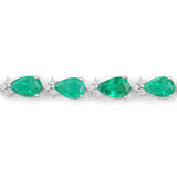 8.23 Carat Genuine Zambian Emerald and White Diamond 14K White Gold Bracelet