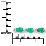 8.23 Carat Genuine Zambian Emerald and White Diamond 14K White Gold Bracelet
