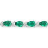 8.23 ct. Genuine Zambian Emerald and White Diamond 14K White Gold Bracelet