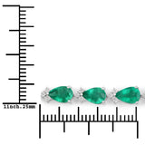 8.23 ct. Genuine Zambian Emerald and White Diamond 14K White Gold Bracelet