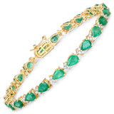 8.23 ct. Genuine Zambian Emerald and White Diamond 14K White Gold Bracelet