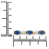 4.43 ct Genuine Blue Sapphire and White Diamond 14K Yellow Gold Bracelet