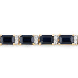 12.77 ct Genuine Blue Sapphire and White Diamond 14K Yellow Gold Bracelet