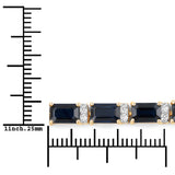 12.77 ct Genuine Blue Sapphire and White Diamond 14K Yellow Gold Bracelet