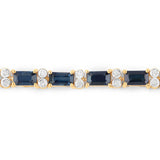 9.57 ct. Genuine Blue Sapphire and White Diamond 14K Yellow Gold Bracelet