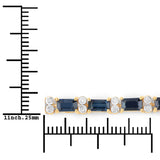 9.57 ct. Genuine Blue Sapphire and White Diamond 14K Yellow Gold Bracelet