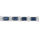 9.57 ct. Genuine Blue Sapphire and White Diamond 14K White Gold Bracelet