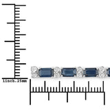 9.57 ct. Genuine Blue Sapphire and White Diamond 14K White Gold Bracelet
