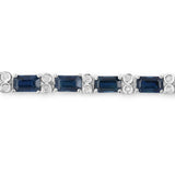 9.57 ct. Genuine Blue Sapphire and White Diamond 14K White Gold Bracelet