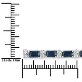 9.57 ct. Genuine Blue Sapphire and White Diamond 14K White Gold Bracelet