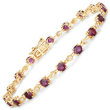 4.88 ct Genuine Ruby and White Diamond 14K Yellow Gold Bracelet