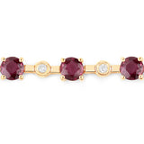 4.88 ct Genuine Ruby and White Diamond 14K Yellow Gold Bracelet