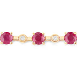 4.88 carat Genuine Ruby and White Diamond 14K Yellow Gold Bracelet