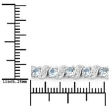 0.98 Carat Genuine Aquamarine and White Topaz .925 Sterling Silver Bracelet