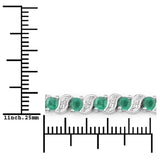 0.98 Carat Genuine Emerald and White Topaz .925 Sterling Silver Bracelet