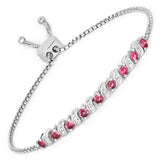 1.16 Carat Genuine Pink Tourmaline and White Topaz .925 Sterling Silver Bracelet