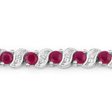 1.25 Carat Genuine Ruby and White Topaz .925 Sterling Silver Bracelet