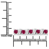 1.25 Carat Genuine Ruby and White Topaz .925 Sterling Silver Bracelet