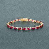 11.34 Carat Genuine Mozambique Ruby and White Diamond 18K Yellow Gold Bracelet
