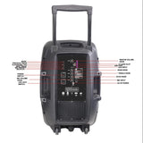 Naxa Portable 15 inch Bluetooth Party Speaker with Disco Light & Stand