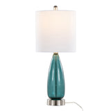 Bottega - Contemporary Table Lamp (Set of 2) - Sapphire Blue / Nickel / White by Couch.com