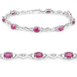 4.86 Carat Genuine Ruby & White Topaz .925 Sterling Silver Bracelet