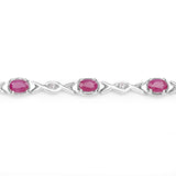 4.86 Carat Genuine Ruby & White Topaz .925 Sterling Silver Bracelet