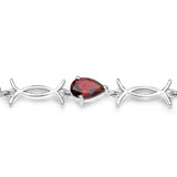 7.00 Carat Genuine Garnet .925 Sterling Silver Bracelet