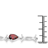 7.00 Carat Genuine Garnet .925 Sterling Silver Bracelet