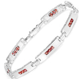 2.52 Carat Genuine Orange Sapphire .925 Sterling Silver Bracelet