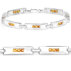 2.52 Carat Genuine Yellow Sapphire .925 Sterling Silver Bracelet