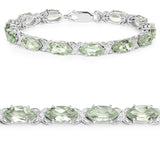 22.75 Carat Genuine Green Amethyst .925 Sterling Silver Bracelet