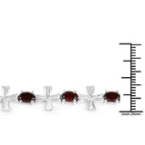 6.25 Carat Genuine Garnet and White Diamond .925 Sterling Silver Bracelet