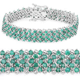 10.73 Carat Genuine Emerald .925 Sterling Silver Bracelet