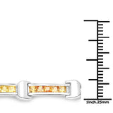 6.48 Carat Genuine Orange Sapphire and Yellow Sapphire .925 Sterling Silver Bracelet