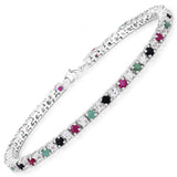 5.79 Carat Genuine Multi Stones .925 Sterling Silver Bracelet