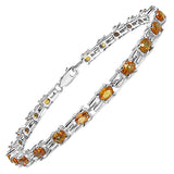 5.25 Carat Genuine Orange Sapphire .925 Sterling Silver Bracelet