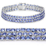22.27 Carat Genuine Tanzanite .925 Sterling Silver Bracelet