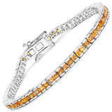6.21 ct. Genuine Orange Sapphire .925 Sterling Silver Bracelet