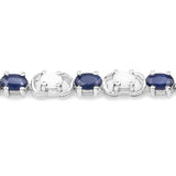 6.10 ct.. t.w. Blue sapphire and opal Bracelet in Sterling Silver