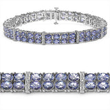 12.97 Carat Genuine Tanzanite and White Topaz .925 Sterling Silver Bracelet