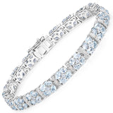 15.22 Carat Genuine Blue Topaz and White Topaz .925 Sterling Silver Bracelet