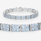 15.22 Carat Genuine Blue Topaz and White Topaz .925 Sterling Silver Bracelet