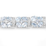 15.22 Carat Genuine Blue Topaz and White Topaz .925 Sterling Silver Bracelet