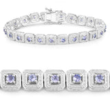 2.40 Carat Genuine Tanzanite .925 Sterling Silver Bracelet