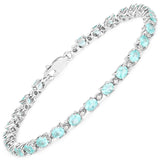 4.65 Carat Genuine Apatite and White Diamond .925 Sterling Silver Bracelet