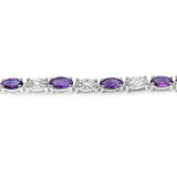 3.54 Carat Genuine Amethyst & White Diamond .925 Sterling Silver Bracelet